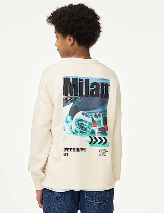 Cotton Rich Racing Graphic Long Sleeve Top (2-16 Yrs)