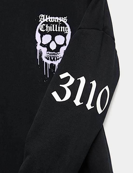 Cotton Rich Halloween Skull Sweatshirt (6-16 Yrs)