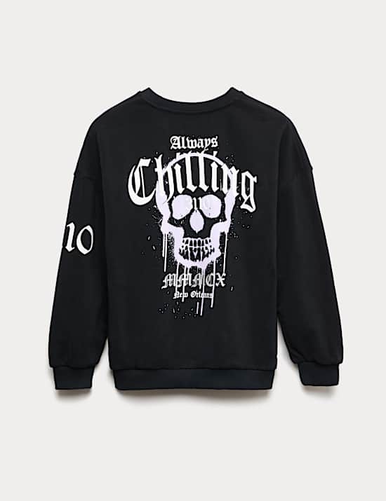 Cotton Rich Halloween Skull Sweatshirt (6-16 Yrs)