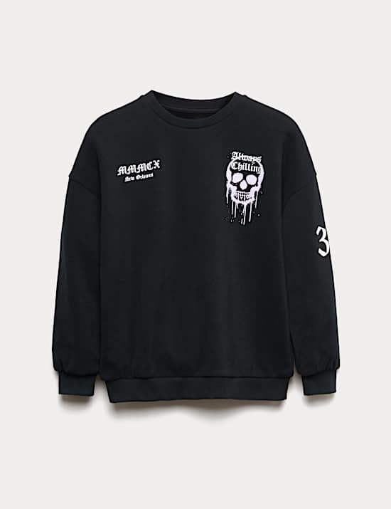 Cotton Rich Halloween Skull Sweatshirt (6-16 Yrs)
