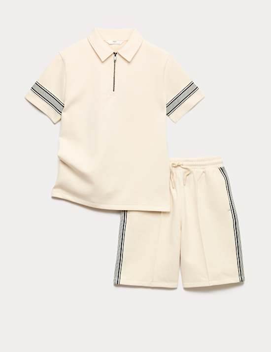2-delige katoenrijke set met poloshirt en korte broek (6-16 jaar)