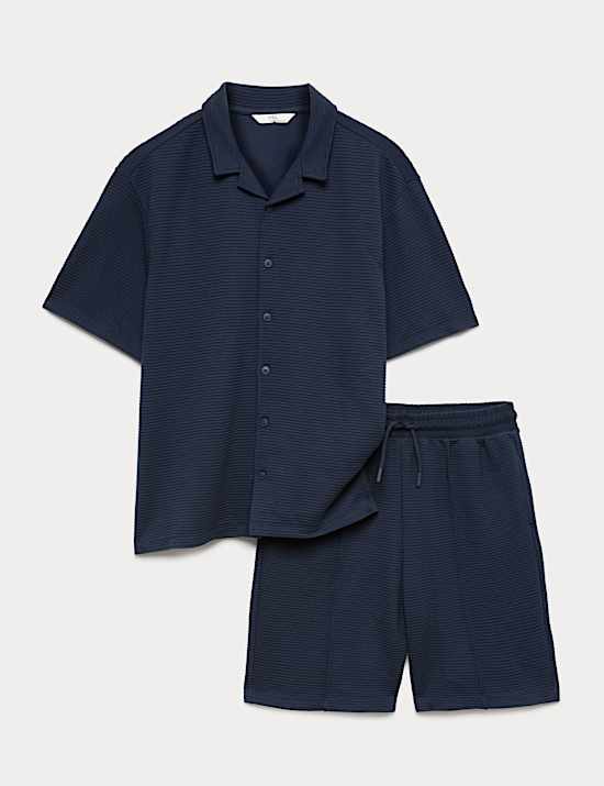 2 Piece Textured Shirt & Shorts Set (6-16 Yrs)