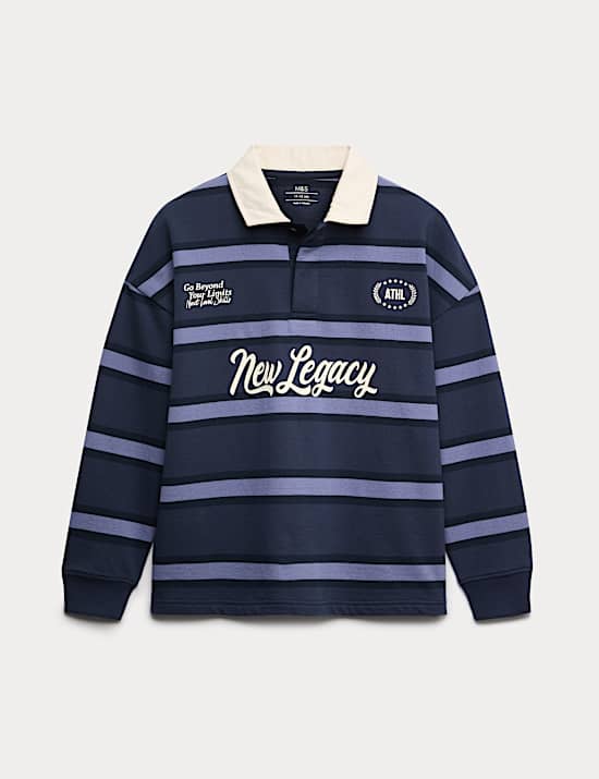Pure Cotton Striped Rugby Top (6-16 Yrs)
