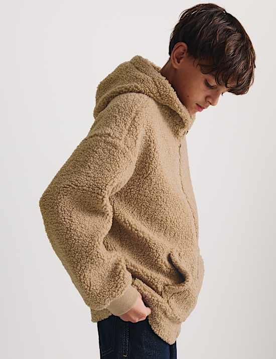 Bunda z uměl&eacute; kože&scaron;iny s kapuc&iacute; na zip (6&ndash;16 let)