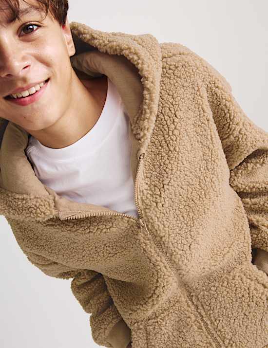 Bunda z uměl&eacute; kože&scaron;iny s kapuc&iacute; na zip (6&ndash;16 let)