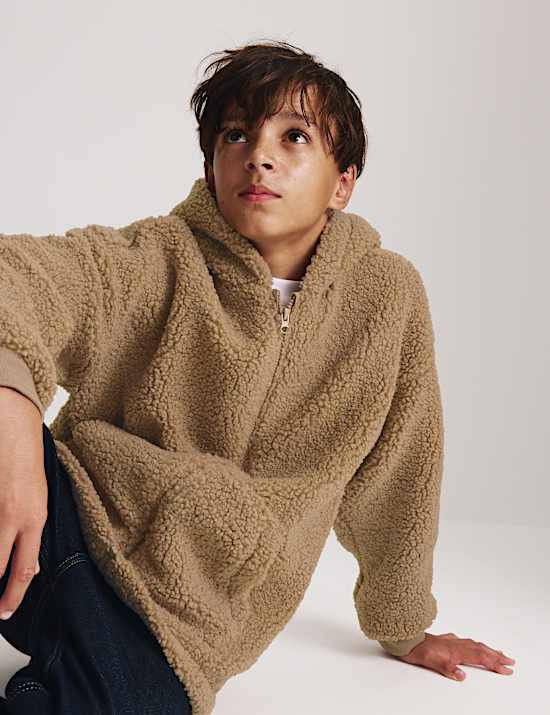 Bunda z uměl&eacute; kože&scaron;iny s kapuc&iacute; na zip (6&ndash;16 let)