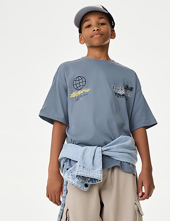 Pure Cotton Motor Sports Graphic T-Shirt (6-16 Yrs)