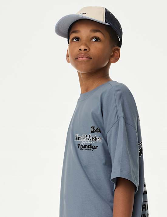 Pure Cotton Motor Sports Graphic T-Shirt (6-16 Yrs)