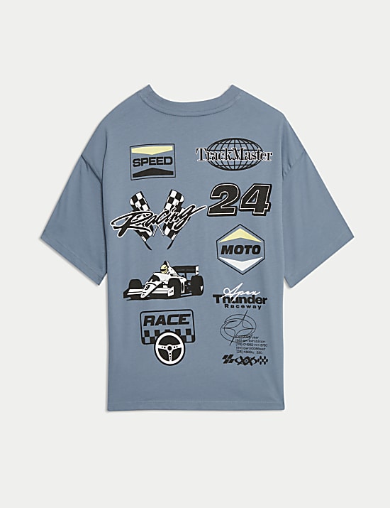 Pure Cotton Motor Sports Graphic T-Shirt (6-16 Yrs)