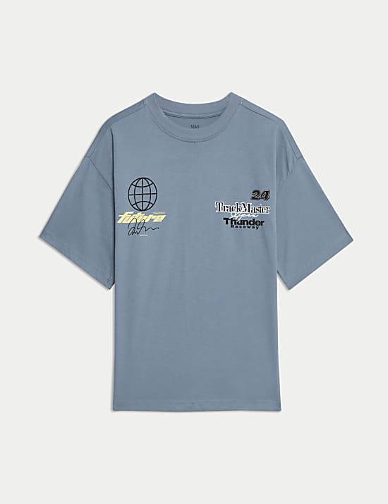 Pure Cotton Motor Sports Graphic T-Shirt (6-16 Yrs)