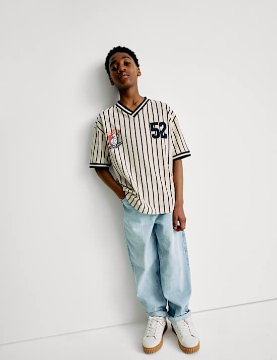 T-shirt baseball 100&nbsp;% coton à rayures (du 6&nbsp;au 16&nbsp;ans)