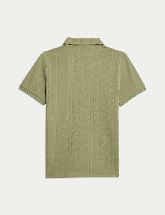 Zuiver katoenen poloshirt met rits en structuur (2-16 jaar)