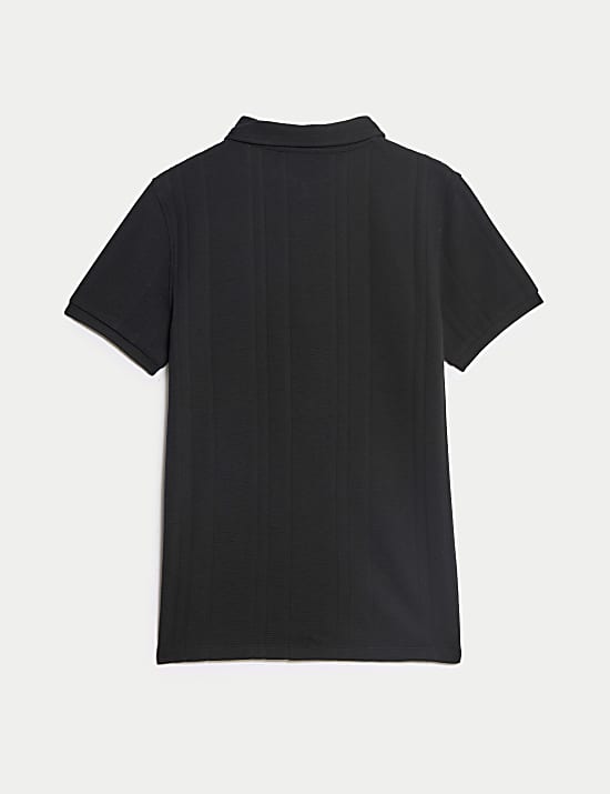 Pure Cotton Textured Zip Polo Shirt (2-16 Yrs)