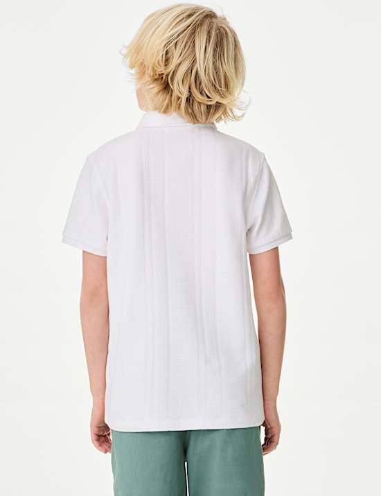 Pure Cotton Textured Zip Polo Shirt (2-16 Yrs)