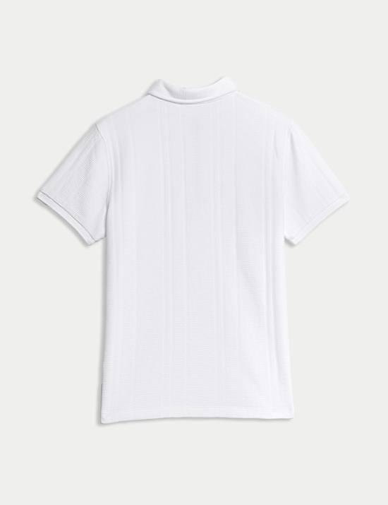 Pure Cotton Textured Zip Polo Shirt (2-16 Yrs)