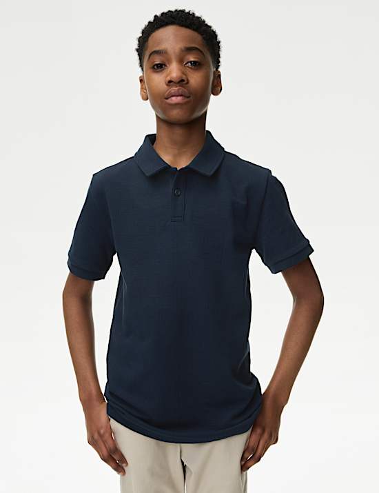 Polo en coton texturé (du 6&nbsp;au 16&nbsp;ans)