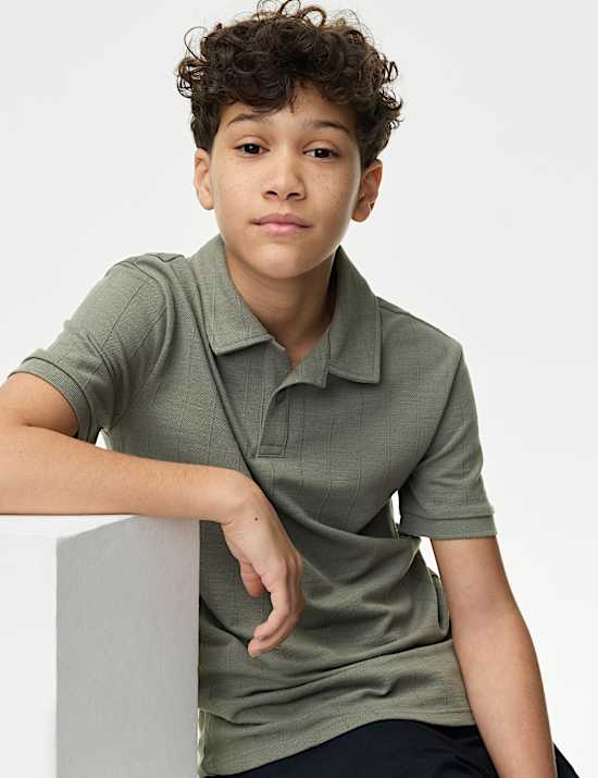 Polo en coton texturé (du 6&nbsp;au 16&nbsp;ans)