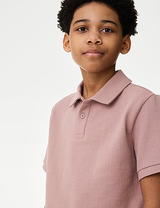 Polo en coton texturé (du 6&nbsp;au 16&nbsp;ans)