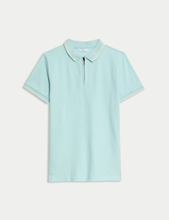 Pure Cotton Half Zip Polo Shirt (6-16 Yrs)