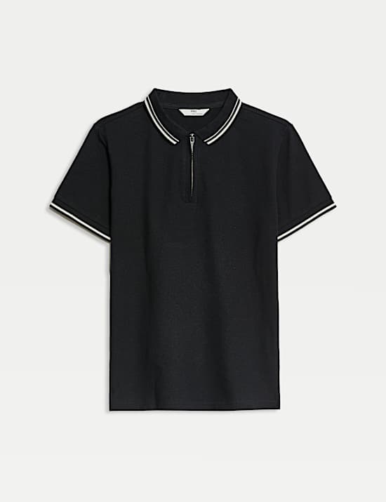 Polo 100 % coton &agrave; encolure zipp&eacute;e (du 6 au 16 ans)