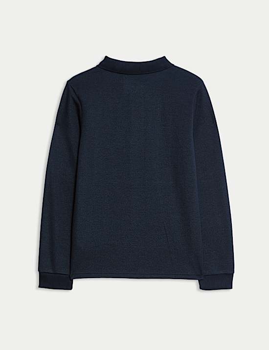 Cotton Blend Pique Half Zip Polo Shirt (6-16 Yrs)