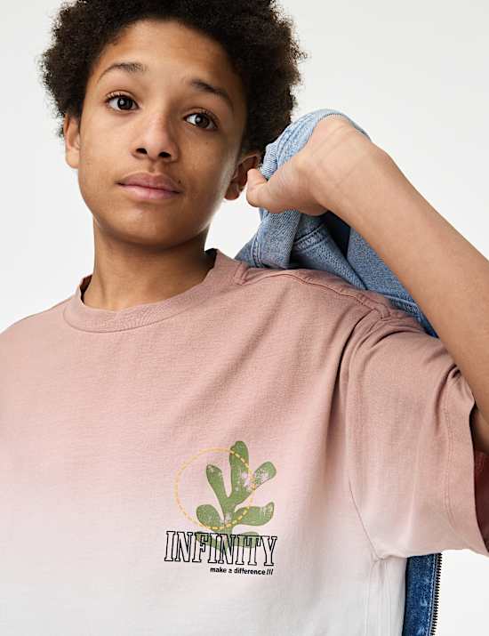 Pure Cotton Ombre Slogan T-shirt (2-16 Yrs)