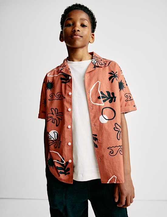 Pure Cotton Palm Print Shirt (2-16 Yrs)