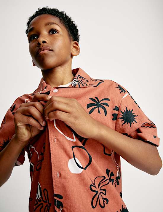 Pure Cotton Palm Print Shirt (2-16 Yrs)