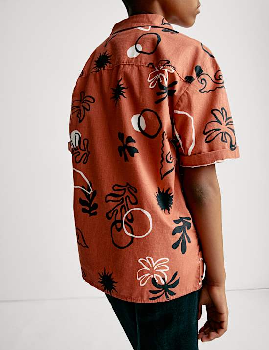 Pure Cotton Palm Print Shirt (2-16 Yrs)