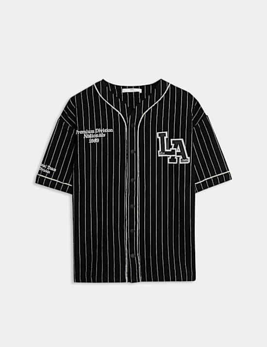 Pure Cotton Striped Baseball Shirt (6-16 Yrs)