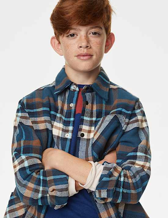 Pure Cotton Checked Shacket (6-16 Yrs)