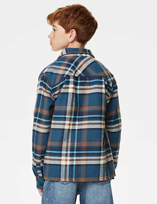 Pure Cotton Checked Shacket (6-16 Yrs)