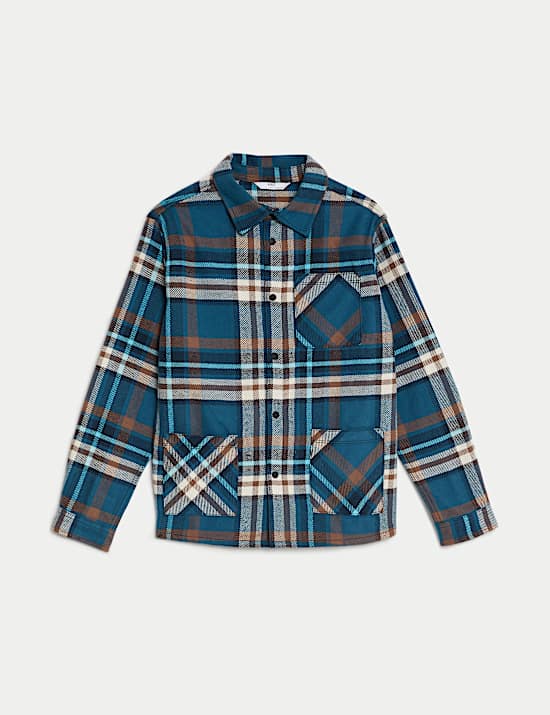 Pure Cotton Checked Shacket (6-16 Yrs)