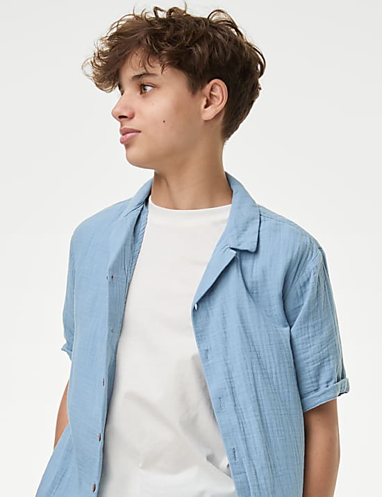 Conjunto de 2 piezas con camisa y camiseta de algod&oacute;n (6-16&nbsp;a&ntilde;os)