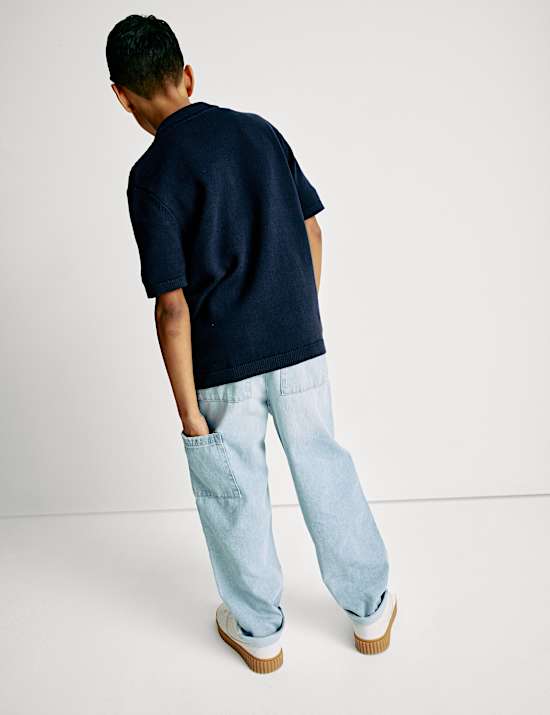 Pure Cotton Knitted Textured T-Shirt (6-16 Yrs)