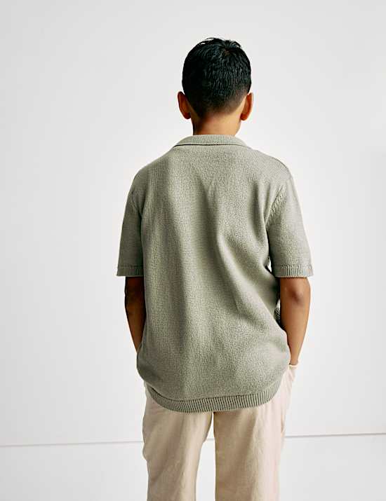 Pure Cotton Knitted Textured T-Shirt (6-16 Yrs)