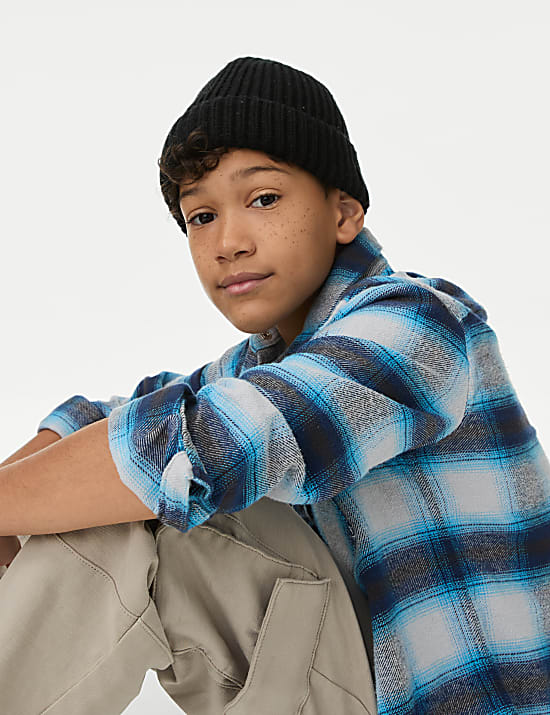 2-delige set met geruit overhemd en T-shirt van zuiver katoen (6-16 jaar)