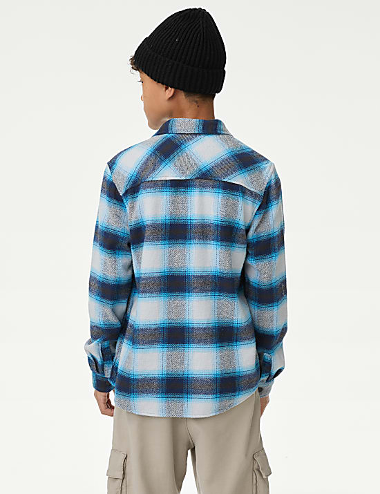 2-delige set met geruit overhemd en T-shirt van zuiver katoen (6-16 jaar)