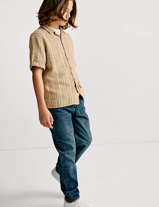 Pure Cotton Textured Striped Shirt (6-16 Yrs)