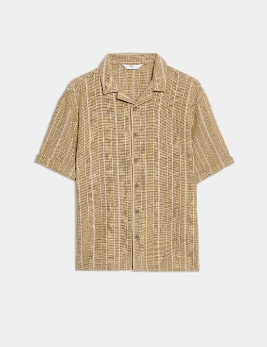 Pure Cotton Textured Striped Shirt (6-16 Yrs)