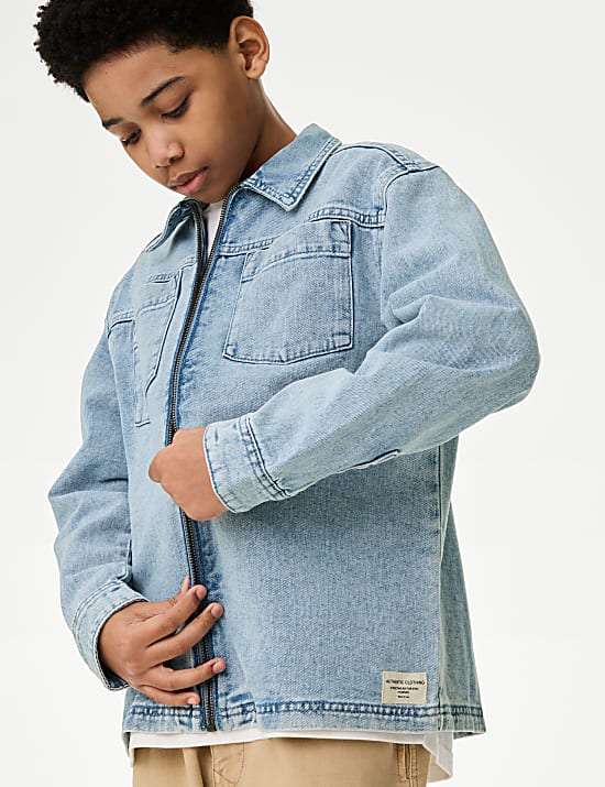 Τζιν πουκάμισο με φερμουάρ (2-16 ετών)