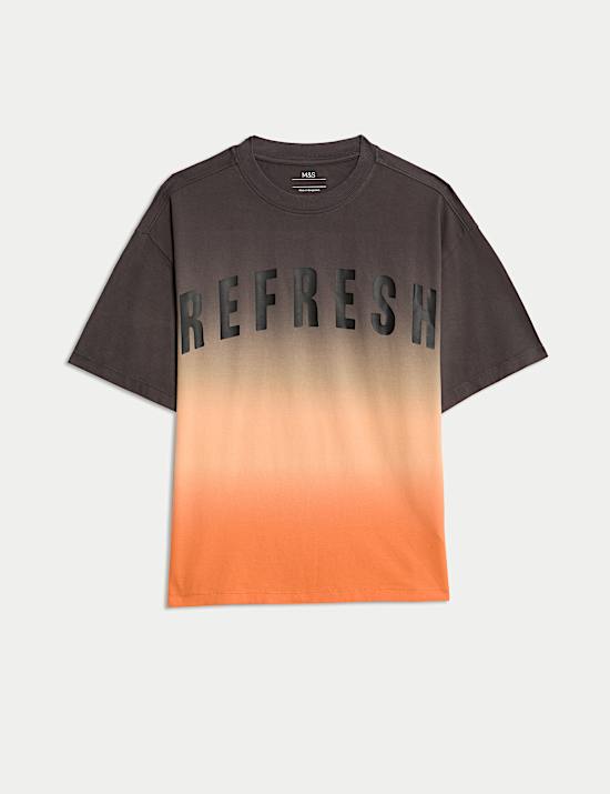 Pure Cotton Ombre Refresh Slogan T-Shirt (6-16 Yrs)