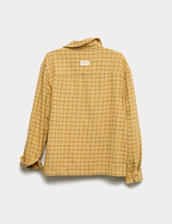 חולצת כותנה טהורה עם משבצות קטנות (16-6 שנים)