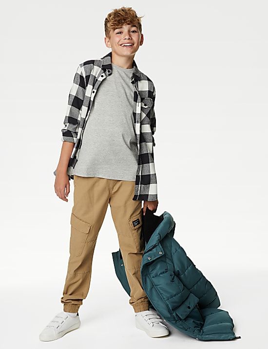 2pc Pure Cotton Checked Shirt and T-Shirt (6-16 Yrs)