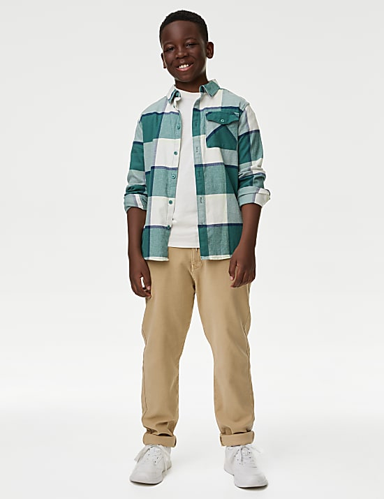 2pc Pure Cotton Shirt & T-Shirt Set (6-16 Yrs)