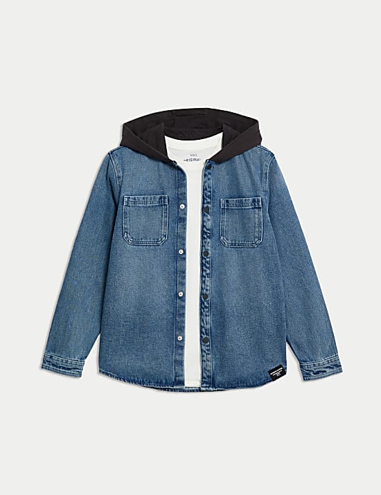 Denim Hooded Shacket (6-16 Yrs)