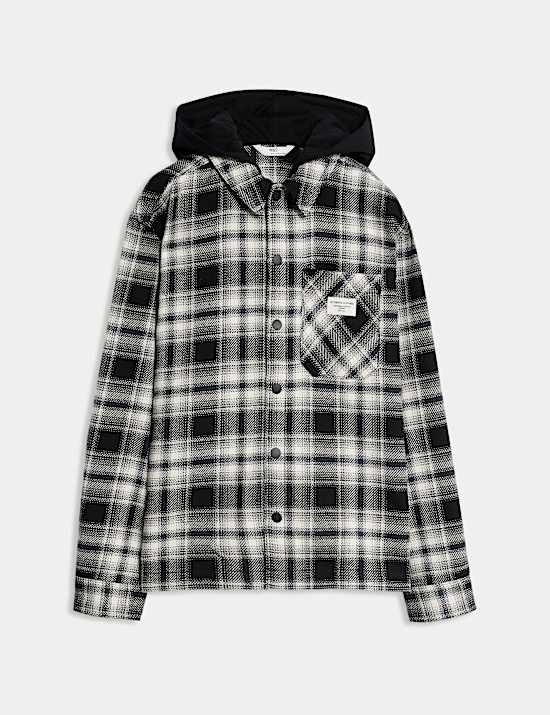 Cotton Rich Checked Hooded Shirt (6-16 Yrs)