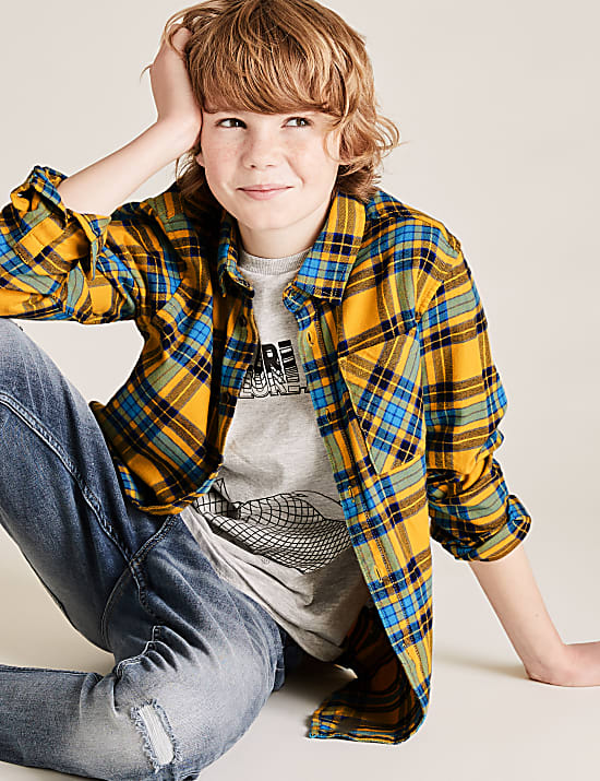 Cotton Checked Shirt with T-Shirt (6-14 Yrs)