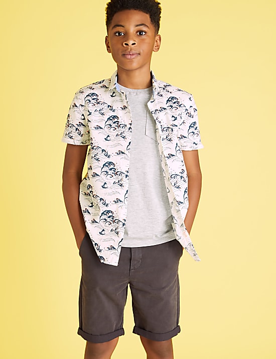 Pure Cotton Wave Print Shirt (6-16 Yrs)