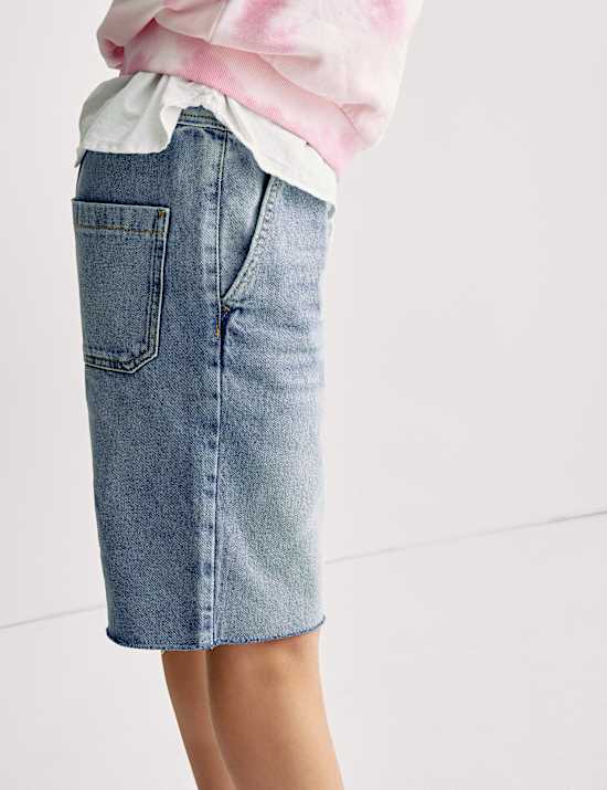 Denim Elasticated Waist Frayed Shorts (6-16 Yrs)